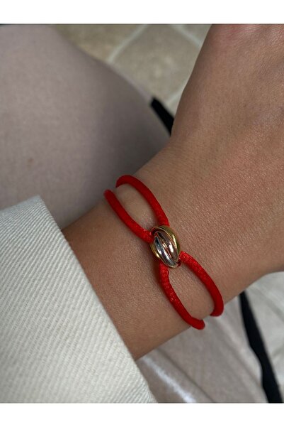 h&b design jewel 925 Ayar Gümüş Kırmızı İpli Düğüm Bileklik