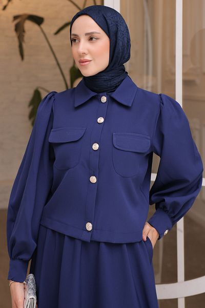 benguen Women's Skirted Hijab Suit 2091 Saks Blue
