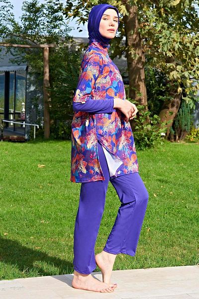 Ruko Maio Women's Lycra Woven Purple Full Hijab Swimsuit C5T1N4O2