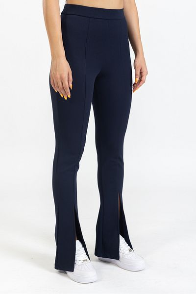 macharelbasic γυναικείο μπλε ναυτικό High Waist Lifter ισπανικό παντελόνι με σκίσιμο πόδι