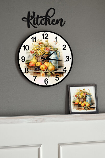 Wooden Factory Watercolor Series, Suluboya Serisi Duvar Saati, Tablo Kitchen ...