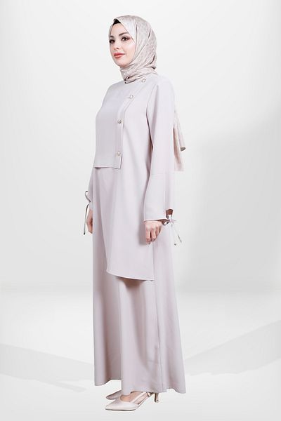 Beyza Μπεζ Φόρεμα Hijab - Μοντέλο 5655