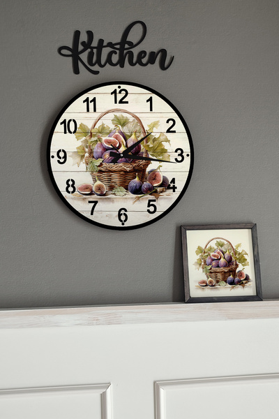 Wooden Factory Watercolor Series, Suluboya Serisi Duvar Saati, Tablo Kitchen ...