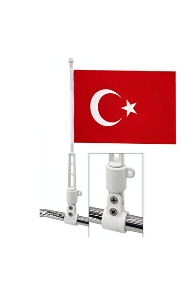 SomayStore Tekne Bayrak Direği Ø25mm Vardevelaya Bağlanabilir 20 x 30 cm Türk...
