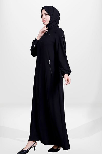 Beyza Μαύρο Ferace - Μοντέλο 3900, μανίκια με φερμουάρ