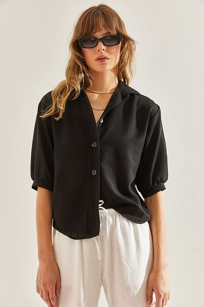 Bianco Lucci Női félujjú lenvászon Oversize szabású ing60251089