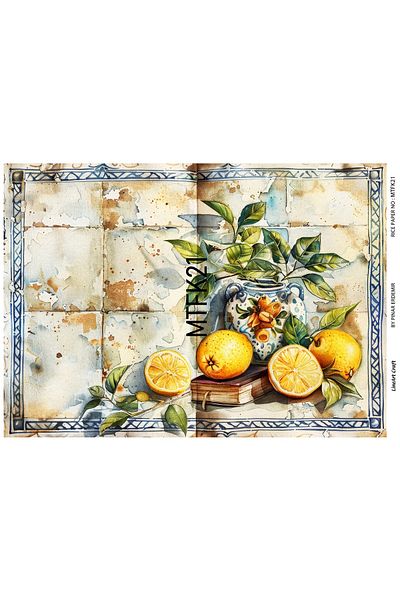 LİNEART Brass Patterned LineArt Decopage Paper - LA-MTFK21