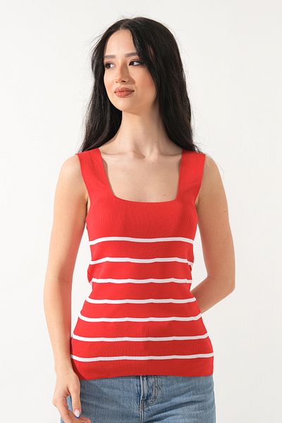 HayalGecesi Women's Square Neck Striped Summer Knitwear Blouse Undershirt