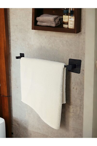 Egem Home Yapışkanlı Siyah Kare Uzun Havluluk Havlu Askısı