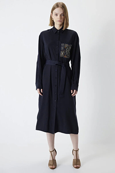 İpekyol Women's Crystal Jewelled Shirt Dress - Navy Blue