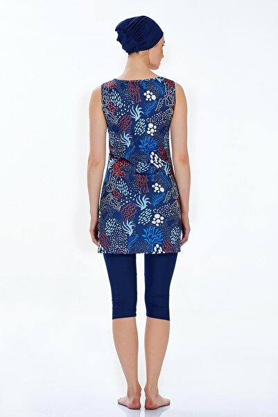 REMSA Ημι-καλυμμένο μαγιό με κολάν μηδενικού μανίκι Renna 9313 Dark Navy