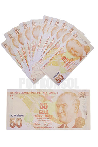 POPKONSOL 50 Adet 50 TL Geçersiz Para Parti Şaka Düğün Oyun Parası Fim Dizi Ç...