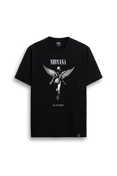 Darkia Μπλουζάκι με εμπριμέ μαύρο μπλουζάκι Nirvana Music Band Rock n Roll Design