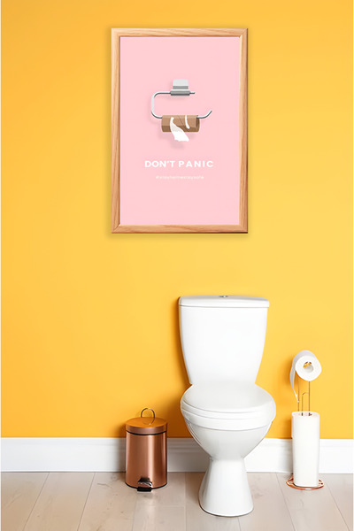 TRENDPOSTER Tablou modern cu ramă naturală din lemn pentru casă și baie (SE E...