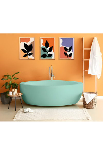 TRENDPOSTER Set de 3 tablouri moderne cu rame din lemn natural pentru baie (B...