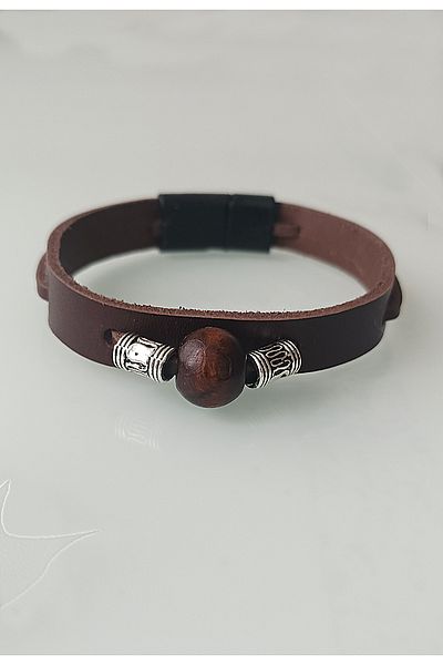 BİJUTERİ EVİ Genuine Real Leather Handmade Bracelet