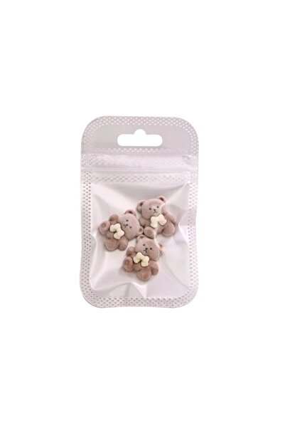 Beauty Box 3 Adet Peluş Sevimli Ayıcık Tırnak Reçine Telefon Süsü Nail Art Ob...