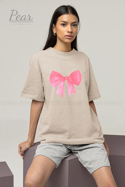 Pear Wear Μπλουζάκι με κορδέλα Unisex με στάμπα με φιόγκο Oversize T-shirt