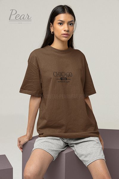 Pear Wear Унисекс тениска с щампа Чикаго, тениска с голям размер
