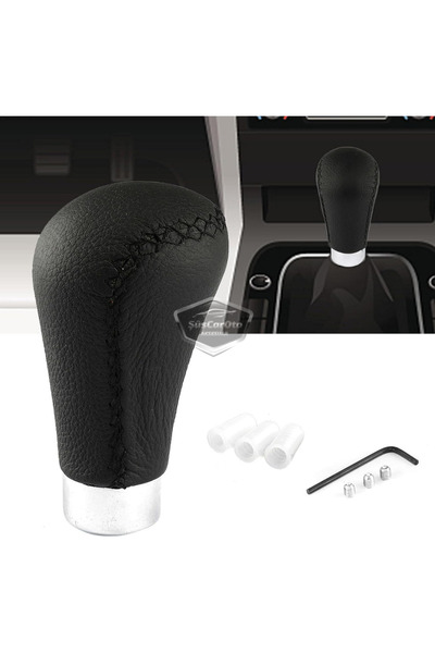 ŞüsCarOto Aksesuar Universal Black Stitched Leather Sports Look Manual Gear Shift Lever with Gear Shift Knob Attachment