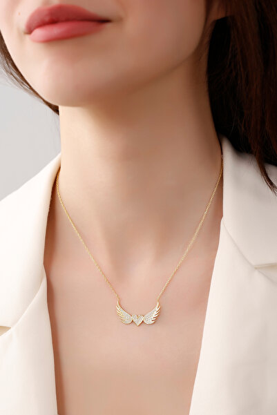 SARIASLAN 925 Ayar Gümüş Kalpli Melek Kanadı Kolye