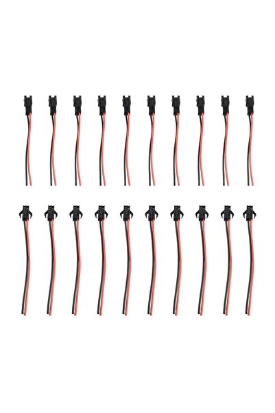 Genel Markalar 10 ADET 2 PİN SM JST 2P KABLOLU KONNEKTOR DİŞİ ERKEK TAKIM 20cm