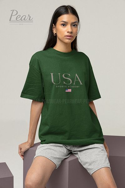 Pear Wear Μπλουζάκι USA Printed Unisex T-shirt Oversize