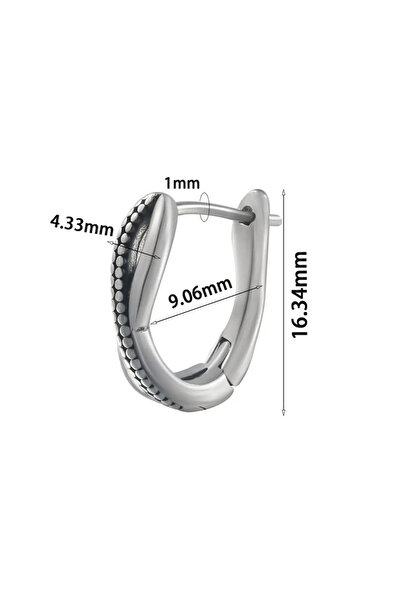 Jaida Moda Unisex Gümüş Yılan Derisi Gotik Vintage Çelik Halka Küpe