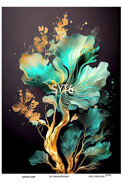 LİNEART Brass Patterned LineArt Decopage Paper - LA-SYT6
