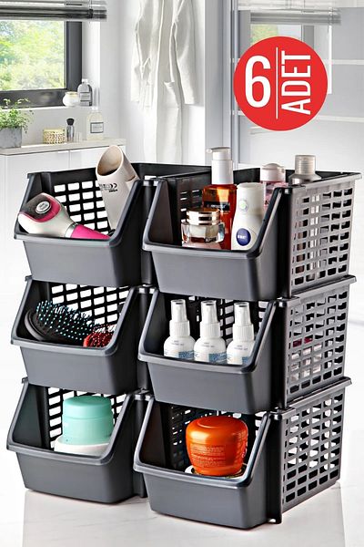 Open Home Concept 6 Pieces Anthracite - Tiered Organizer for Cabinet, Sink Bottom and Refrigerator