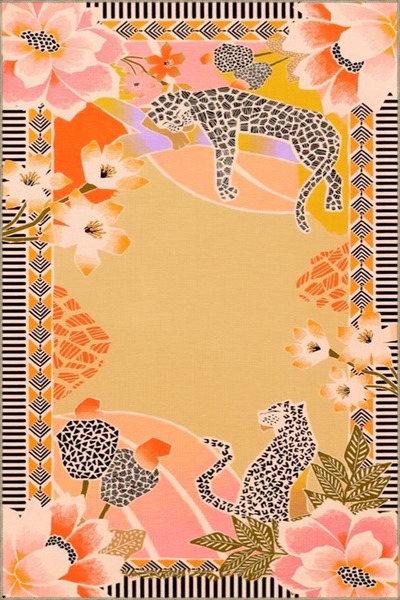 Rugs Modern Halı Κίτρινο διακοσμητικό χαλί με γεωμετρικό μοτίβο, φλοράλ και a...