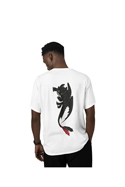 Terziligiyin Dişsiz gecenin öfkesi siyah ejderha baskılı T-shirt