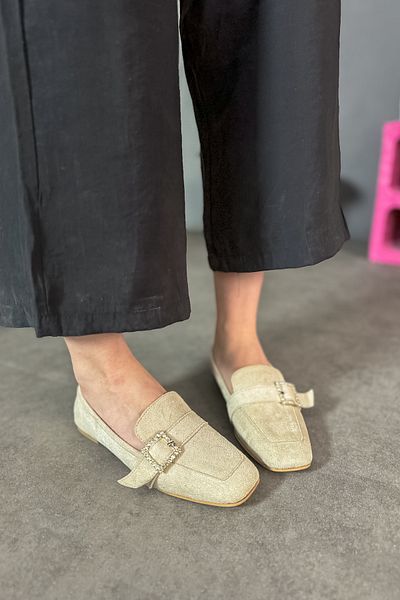 SHOEBELLAS Γυναικείες μπαλαρίνες Madel Beige Suede