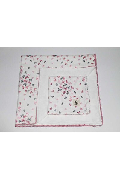 WOELLA طقم بطانية وغطاء للأطفال الرضع بنمط الفراشة (100% قماش موسلين وقماش بي...