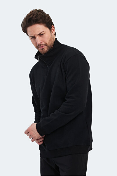 Slazenger KERMAN I Erkek Dik Yaka Fermuarlı Siyah Sweatshirt