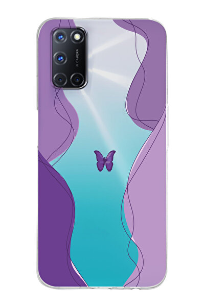 Magic Ring Oppo A52/A72/A92 Uyumlu Kelebek Tasarımlı Şeffaf Telefon Kılıfı