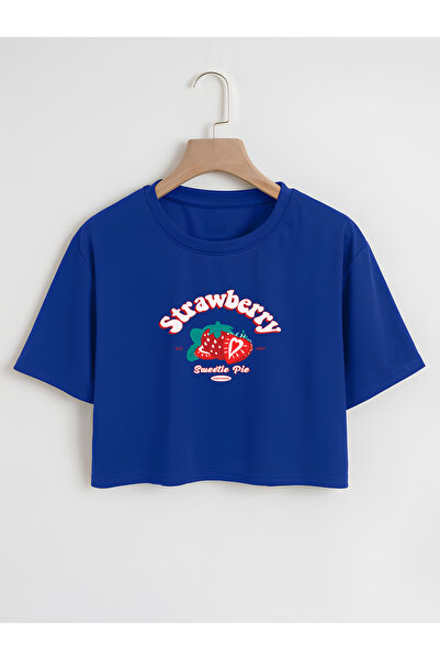 Ginevra Tricou de damă cu imprimeu căpșuni oversize cu decolteu rotund