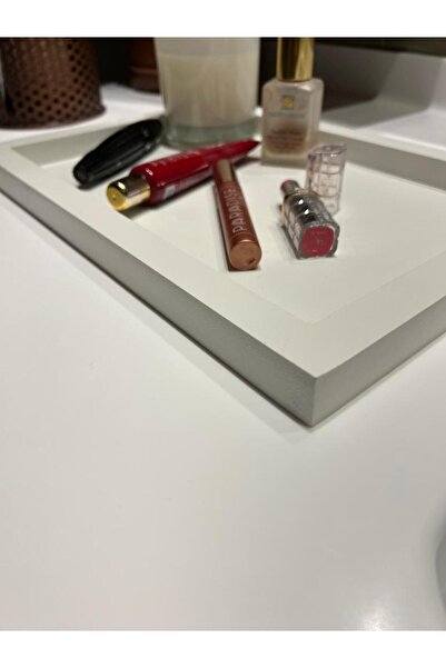Maison Avf Wooden Tray - White Rectangular Decoration Organizer