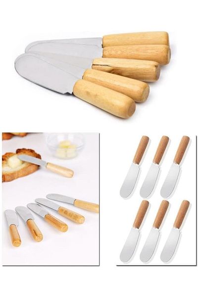TARIK HOME Luxury 6 Piece Butter Honey Jam Knife with Bamboo Handle 12 cm.