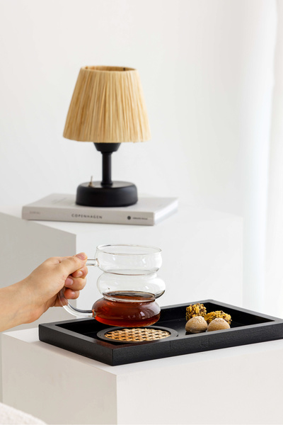 Maison Avf 29x19cm Black Mini Rectangular Wooden Tray - Decoration Organizer
