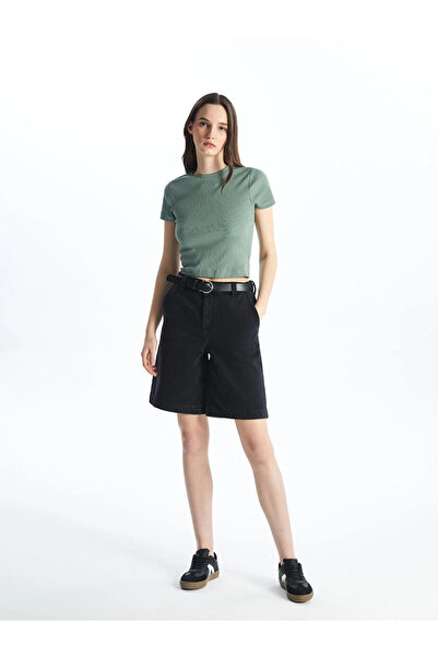 LC Waikiki LCW Jeans Beli Kemerli Kadın Jean Şort