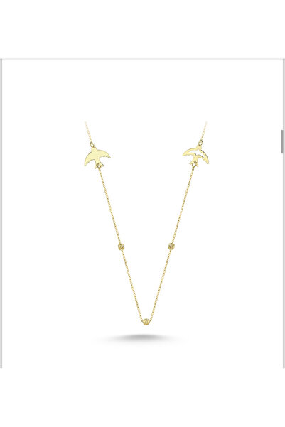 Goldstation 14 Ayar Altın Kolye Dorika Toplu Kırlangıç Detaylı