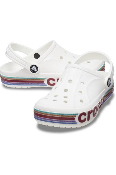 Crocs BAYABAND RAINBOW GLITTER CLG K SILVERY GIRL'S SLIPPERS209731209731-100