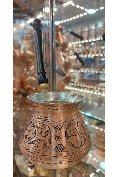 Bakır Center وعاء قهوة نحاسي 7 أكواب منحوت يدويًا بحجم عائلي، وعاء قهوة بتصميم أنيق، وعاء قهوة تركي