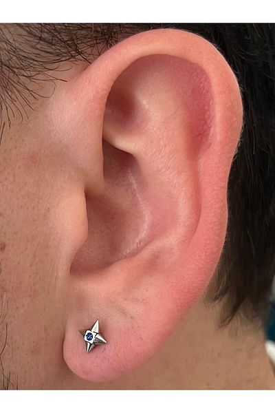 Piercing Market Steel & Silver أقراط ثقب حجر الزركون الفولاذية للجنسين لا تسبب الصدأ
