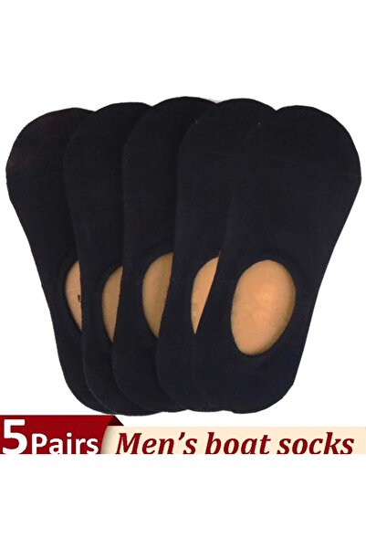 monalisatoka Erkek %100 Bambu Siyah Topuk Silikonlu 5'Li Takim Çorap Seti