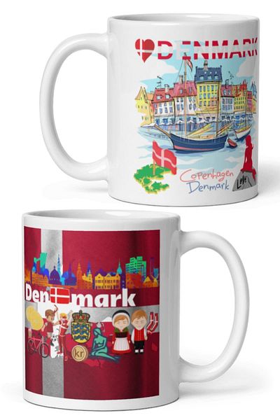 Dünyadan Hediyeler Denmark 2 Pieces Travel Souvenir Mug - Denmark Mug