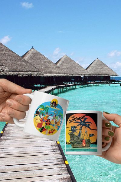 Dünyadan Hediyeler Caribbean Mug - 2 Pieces Travel Souvenir Mug