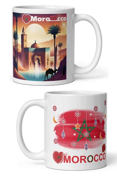 Dünyadan Hediyeler 2 Pieces of Moroccan Mug - Travel Souvenir Morocco Mug