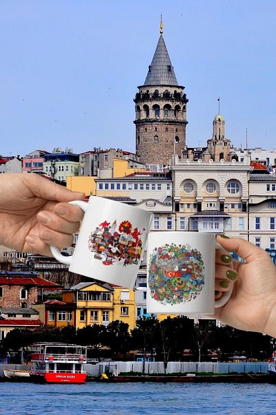 Dünyadan Hediyeler 2 Pieces of Turkey Mug - Travel Souvenir Turkey Mug